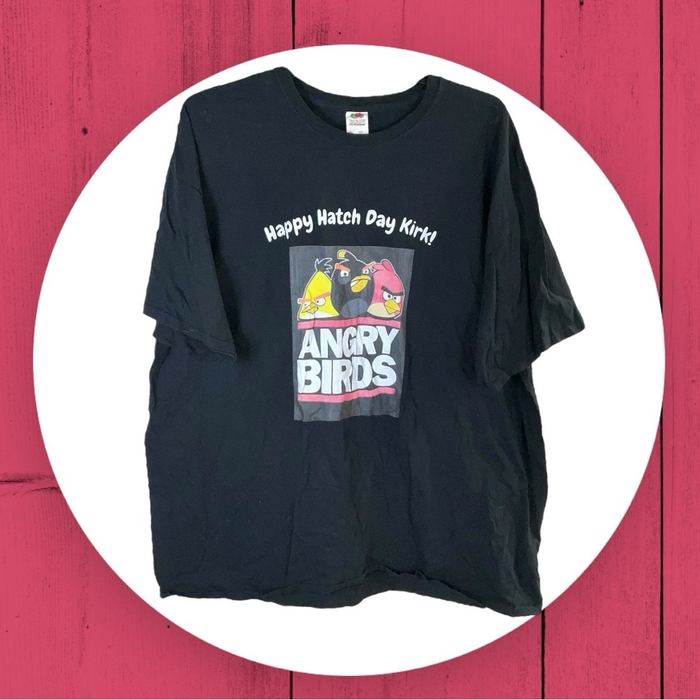 Fruit of the Loom Black Angry Birds Happy Hatch Day Kirk Shirt Men 3XL